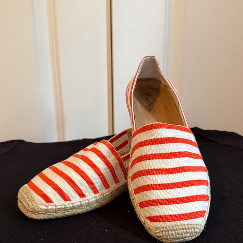 Vionic Orange and White Striped Espadrilles
